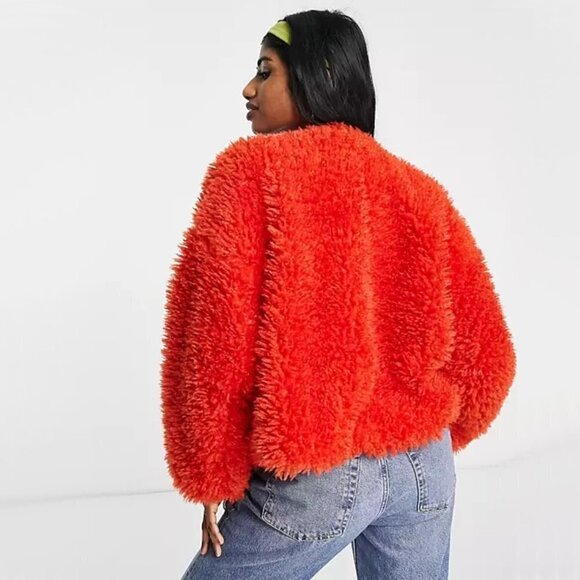 NWT Free People burnt orange red faux fur teddy jacket, XS - Picture 11 of 16